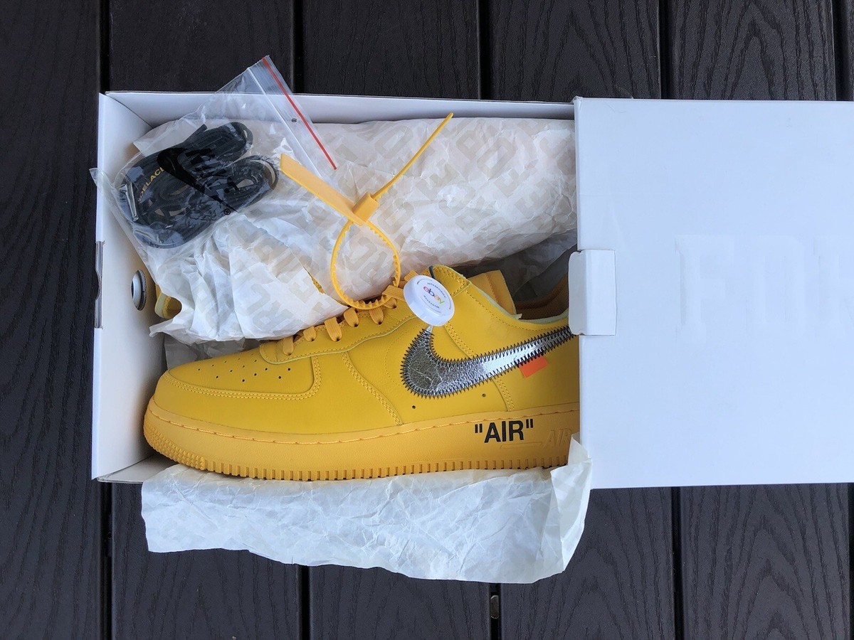 Nike Air Force One 1 Low Off White ICA University Gold Sz
