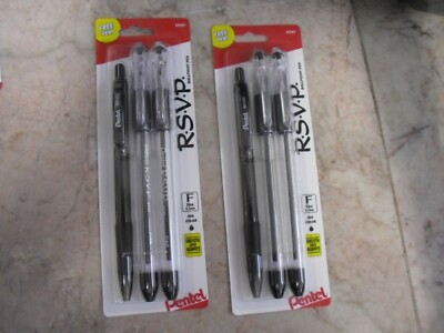 New 2 X 3PK Pentel R.S.V.P. Fine Ballpoint Pens 0.7 mm Ink Color Black 
