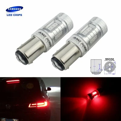 2x Ampoules BAZ15d P21/4W 15 SMD LED Rouge Veilleuse Feux arriere Frein Stop 12V - Photo 1/4