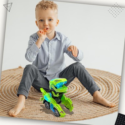 Kinder Automatischer Dinosaurier Transformator Auto Lichter Geräusche Innenbereich Kinder Spiel grün