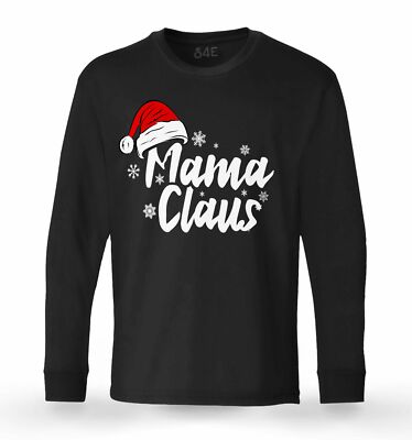 S4E Men's Mama Claus Long Sleeve Fun Santa Family Christmas Shirts