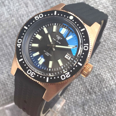 CUSN8 Solid Bronze 40MM Tandorio gray NH35 PT5000 Automatic Diver Mens Watch