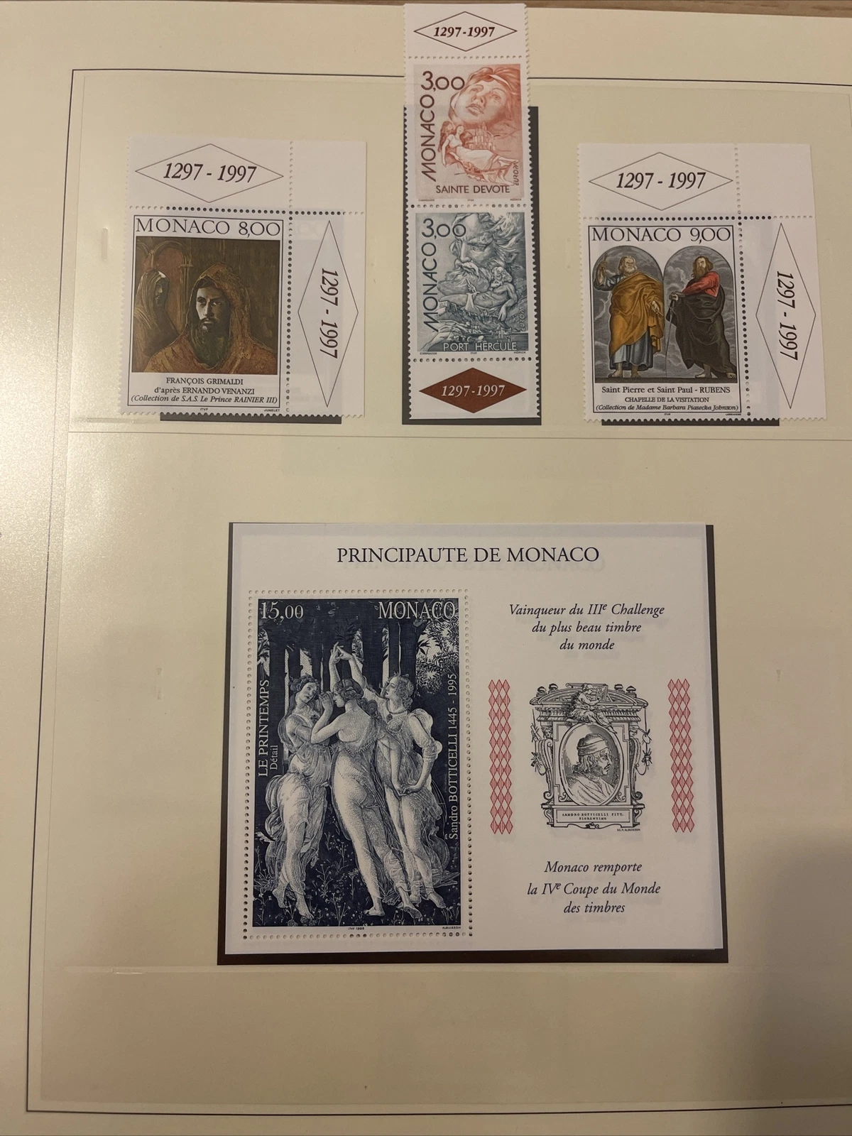Timbres Monaco Neuf Lindner No.186 1997 Page 199