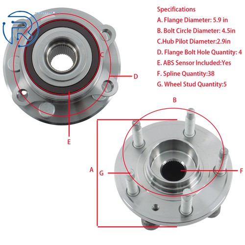 Front Rear Wheel Bearing Hub 5 Lugs For 2011-2016 Ford Explorer FWD AWD 512460 - Picture 3 of 14