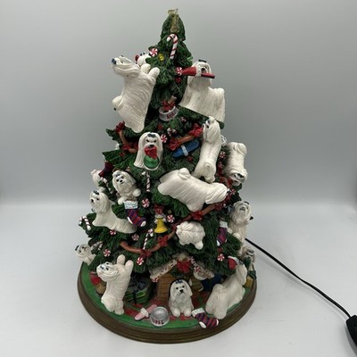 Danbury Mint Maltese Dog Lighted Christmas Tree Rare Dog Works | eBay