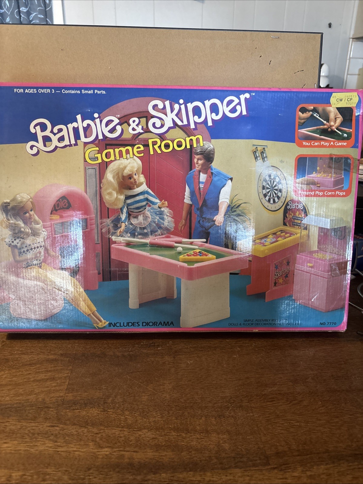 Vtg 1988 Barbie And Skipper Game Room NRFB Pool Table Pinbal