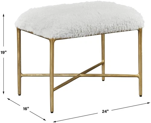 Uttermost 23784 Charmed 24"W Iron Framed Polyester Bench - Gold - Picture 4 of 4