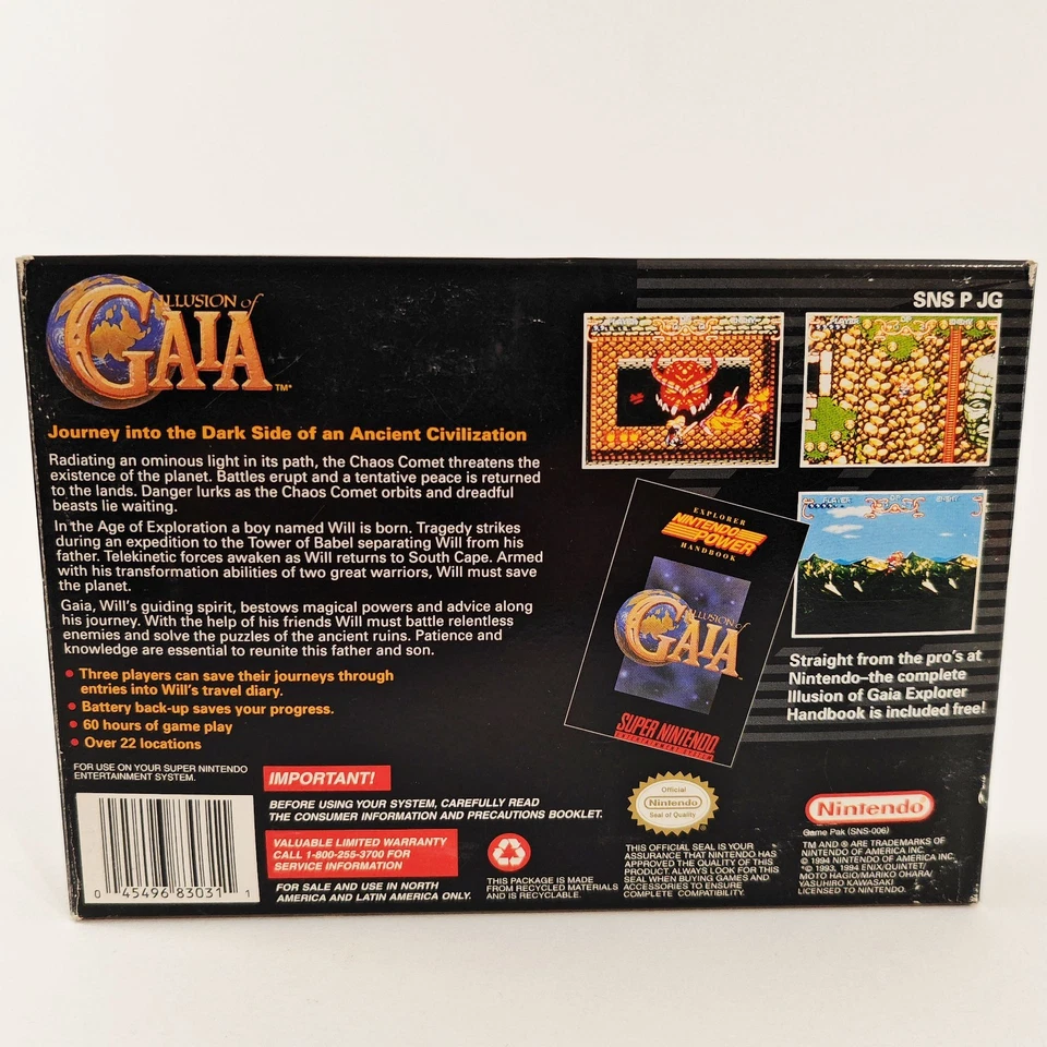 SNES Super Nintendo Illusion of Gaia OVP CIB NTSC-U US MAP-KARTE POSTER RARE - Bild 3 von 4