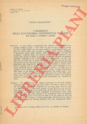 GALLIGNANI Paolo - I sedimenti della piattaforma continentale pugliese da Bari