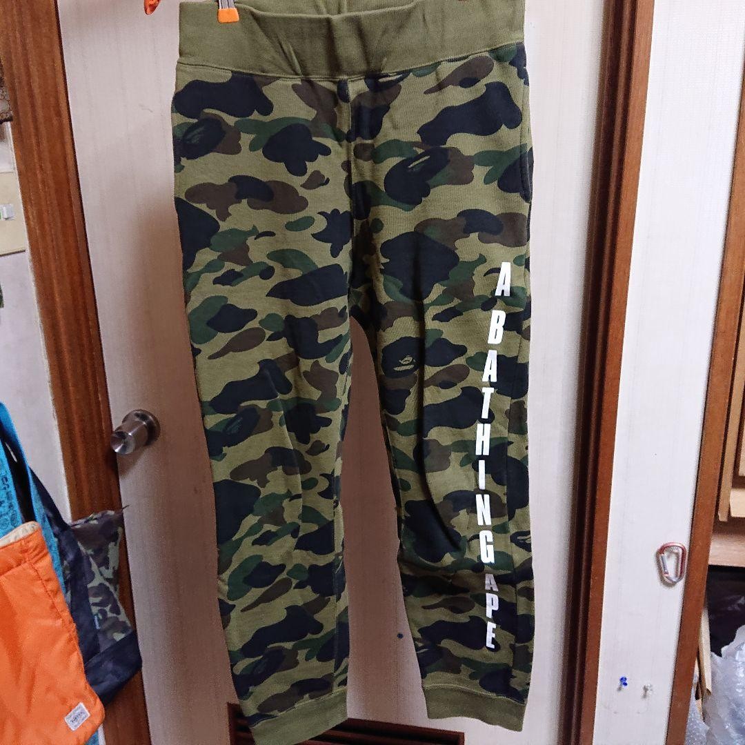 A BATHING APE Cotton Camouflage Jogger Pants Green S BA0226216