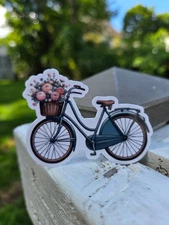 Vintage Bicycle with Flowers Sticker | Floral Bike Sticker | Aesthetic Sticker 
