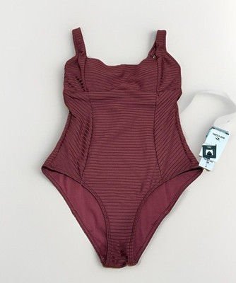 Rip Curl Premium Surf One Piece Plum Ribbed Swimsuit Size S D-DD NWT