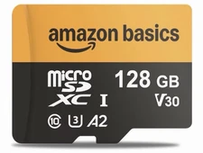 Amazon Basics 128GB Micro sdxc Card with Reader Adapter, Fast Speed Up to 200MB
