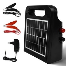 Solar Electric Fence Charger 5 KM, 0.5J Energizer with Rechargeable Solar Panel