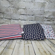 3 Patriotic USA Quilting Fabrics Cotton Stars Stripe See Description for Size