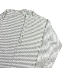 Vintage Gleneske Grandfather Shirt Mens Medium Striped Henley Popover Donegal