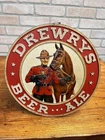 Vintage 1950s DREWRYS Beer Ale Round Bar Sign Indiana Brewery 13.5" Near Mint