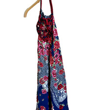 Farm Rio  Womens Rope Halter Dress Multi Blue Size S/M Halter Hook Resortwear