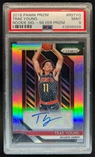 2018-19 Prizm Trae Young Rookie Prizms Silver Auto RC #RS-TYG Hawks PSA 9