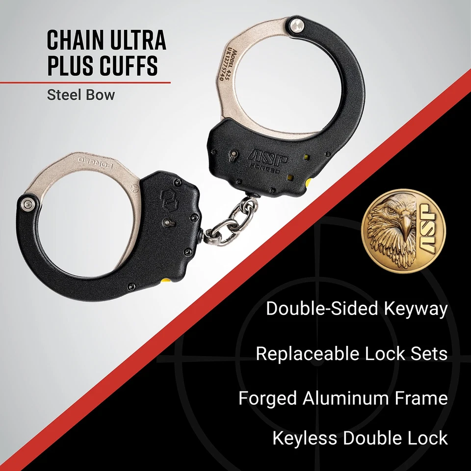Ultra Plus Keyless Double-Locking Chain Handcuffs, Professional Grade Forged ... - Image 2 of 4