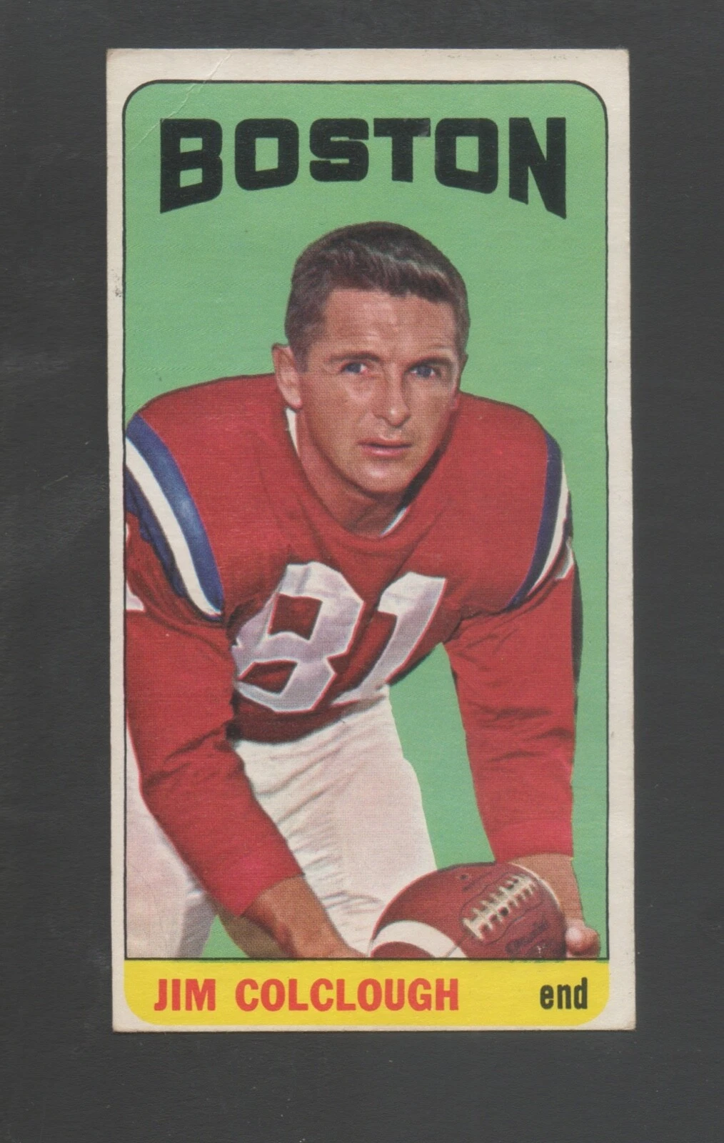 1965 Topps Football Card #6 Jim Colclough-Boston Patriots vg  Card