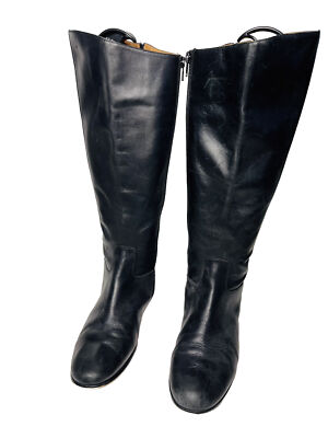 Corso Como Womens Black Tall Full Zip Leather Riding Boots Sz. 9