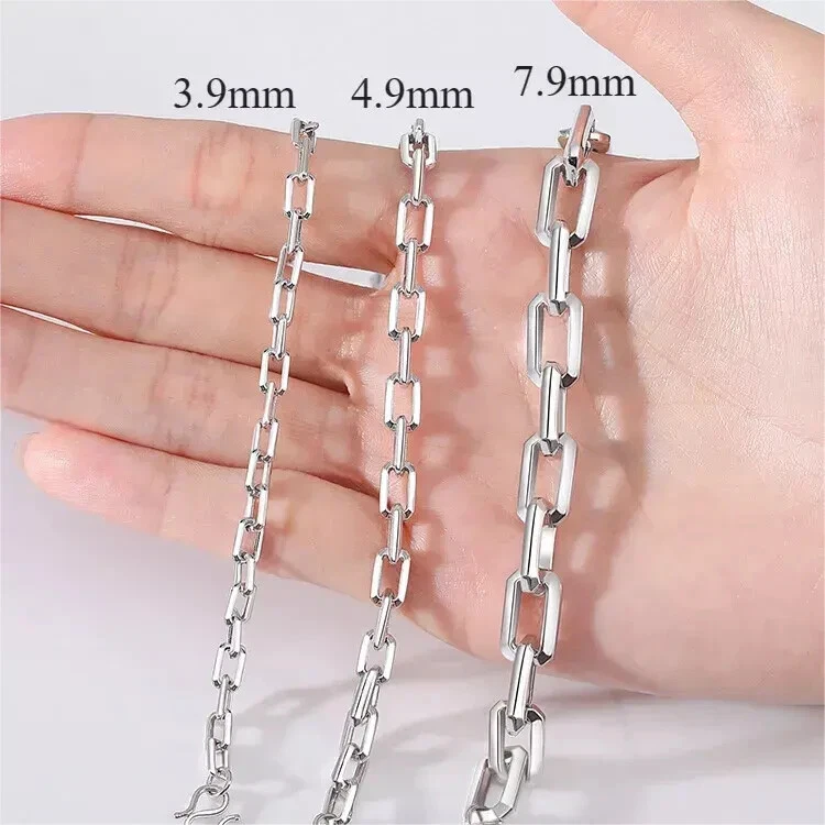 3.9mm-4mm Pure Platinum 950 Men Rolo Link Chain Bracelet Bangle 7.3-7.42g/7.7" - Image 4 of 4