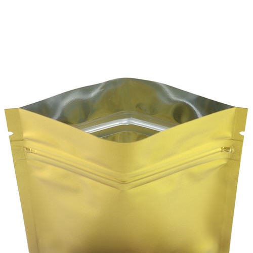 Bolsas resellables de papel de aluminio metálico de oro plano de Mylar bolsa a prueba de olores - Imagen 4 de 9