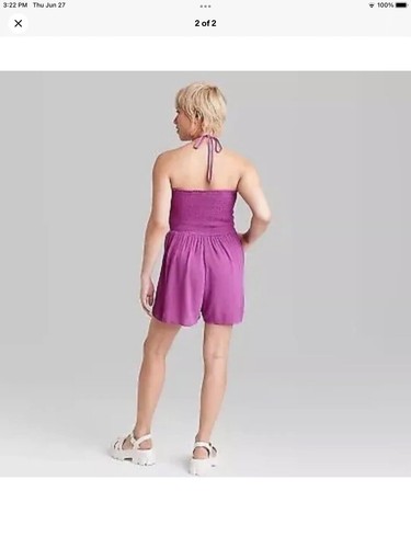 Wild Fable Women's XS Romper Sleeveless Woven Smocked Plum Purple New - Bild 2 von 2
