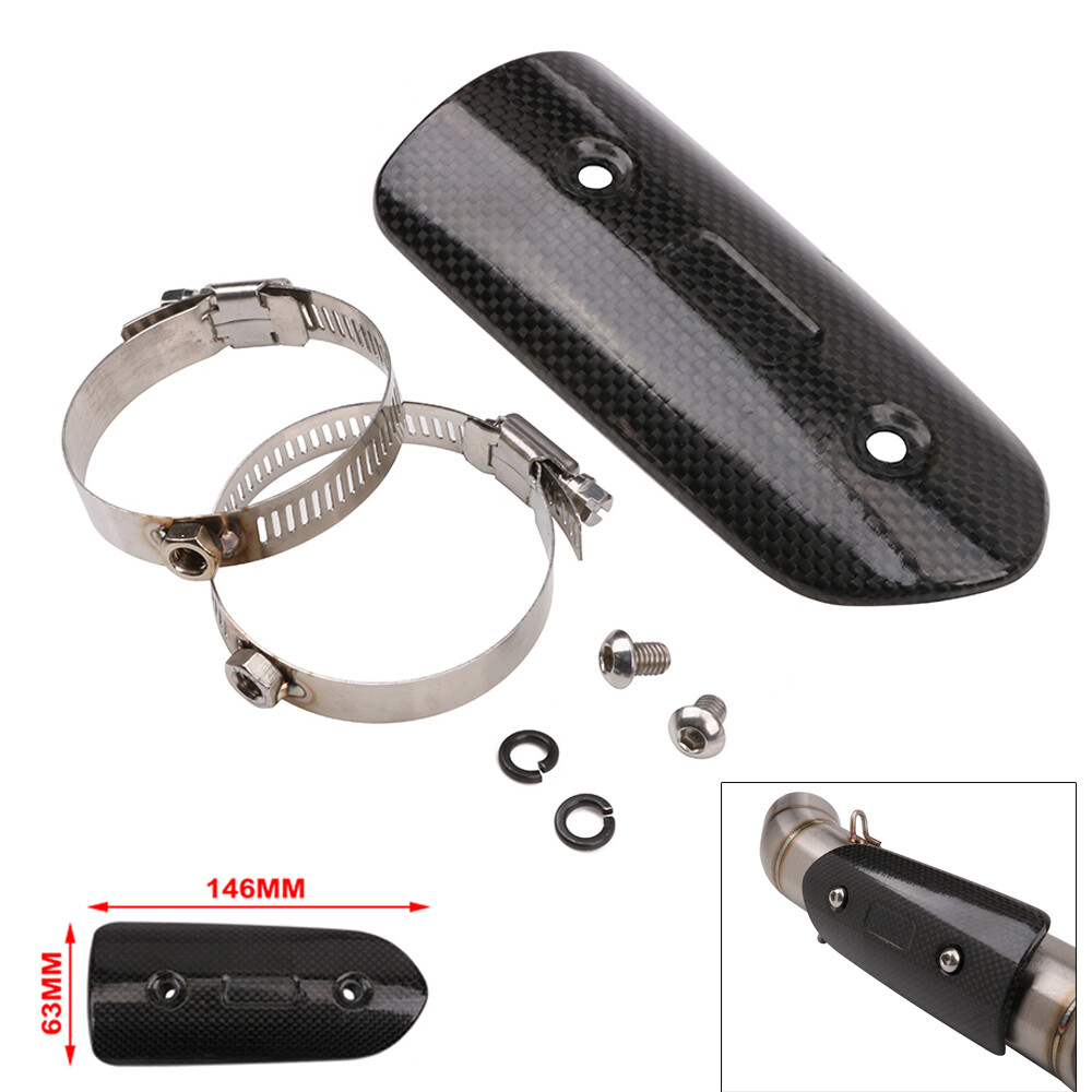 Carbon Fiber Exhaust Pipe Heat Shield Cover Guard For Universal EXC  Motorcycle | eBay