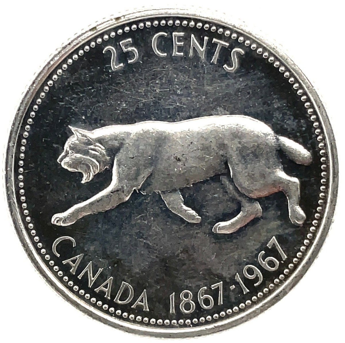 CANADA 1967 Proof Like Commemorative 25 CENTS ,KM#68 , Wild Cat