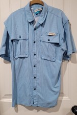 Magellan Outdoors Mens Relaxed Fit Fish Gear Short Sleeve Vented Shirt Blue MED