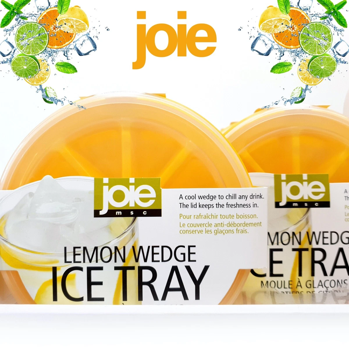 Joie Lemon Wedge Ice Tray Makes 9 Cubes Spill proof Lid cocktail bar NEW