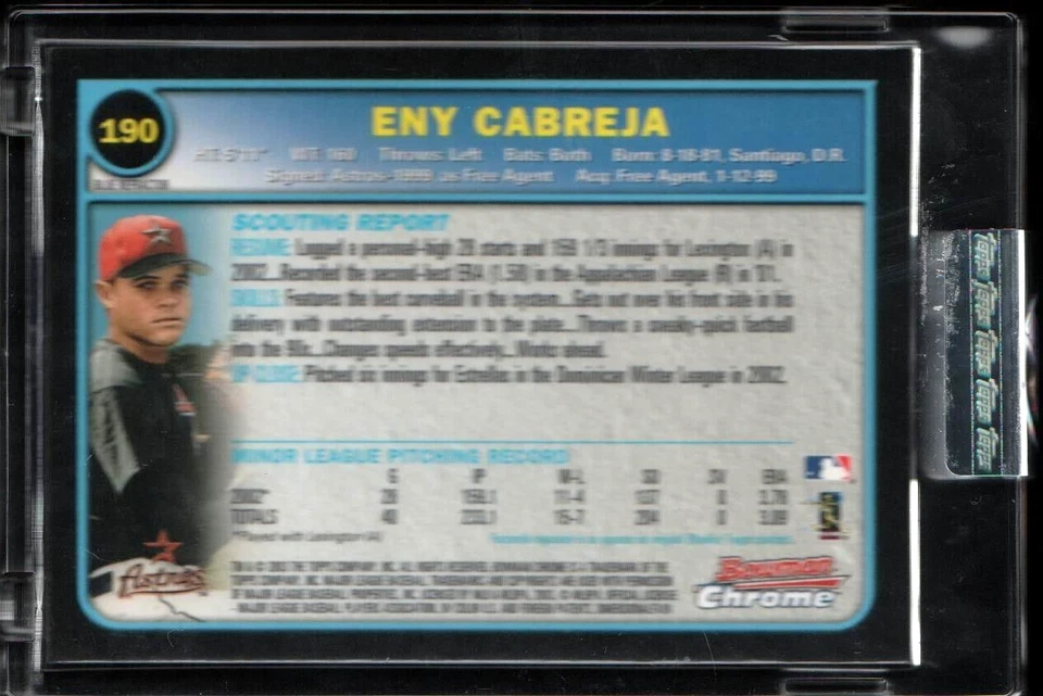 Eny Cabreja (Astros) 2003 Bowman Chrome refrator azul RC lacrado, não circulado - Imagem 2 de 2