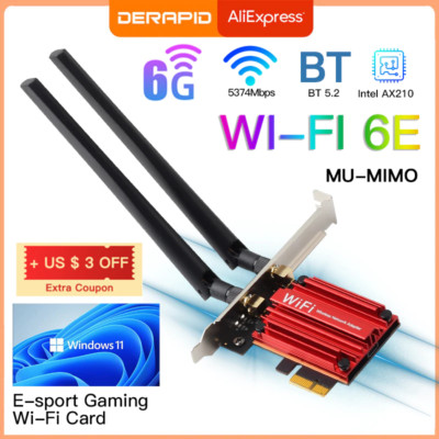 3000Mbps Wifi6E Intel AX210 Bluetooth 5.3 Dual Band 2.4G/5Ghz Wifi Card 802.11AX