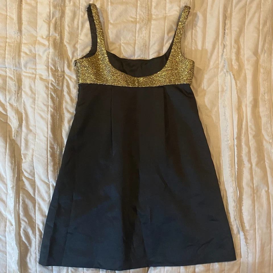 Vestido Milly Of New York para mujer 6 negro satinado línea A mini cóctel fiesta Foto 2 de 4