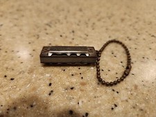 VINTAGE MINIATURE HARMONICA KEYCHAIN METAL JAPAN