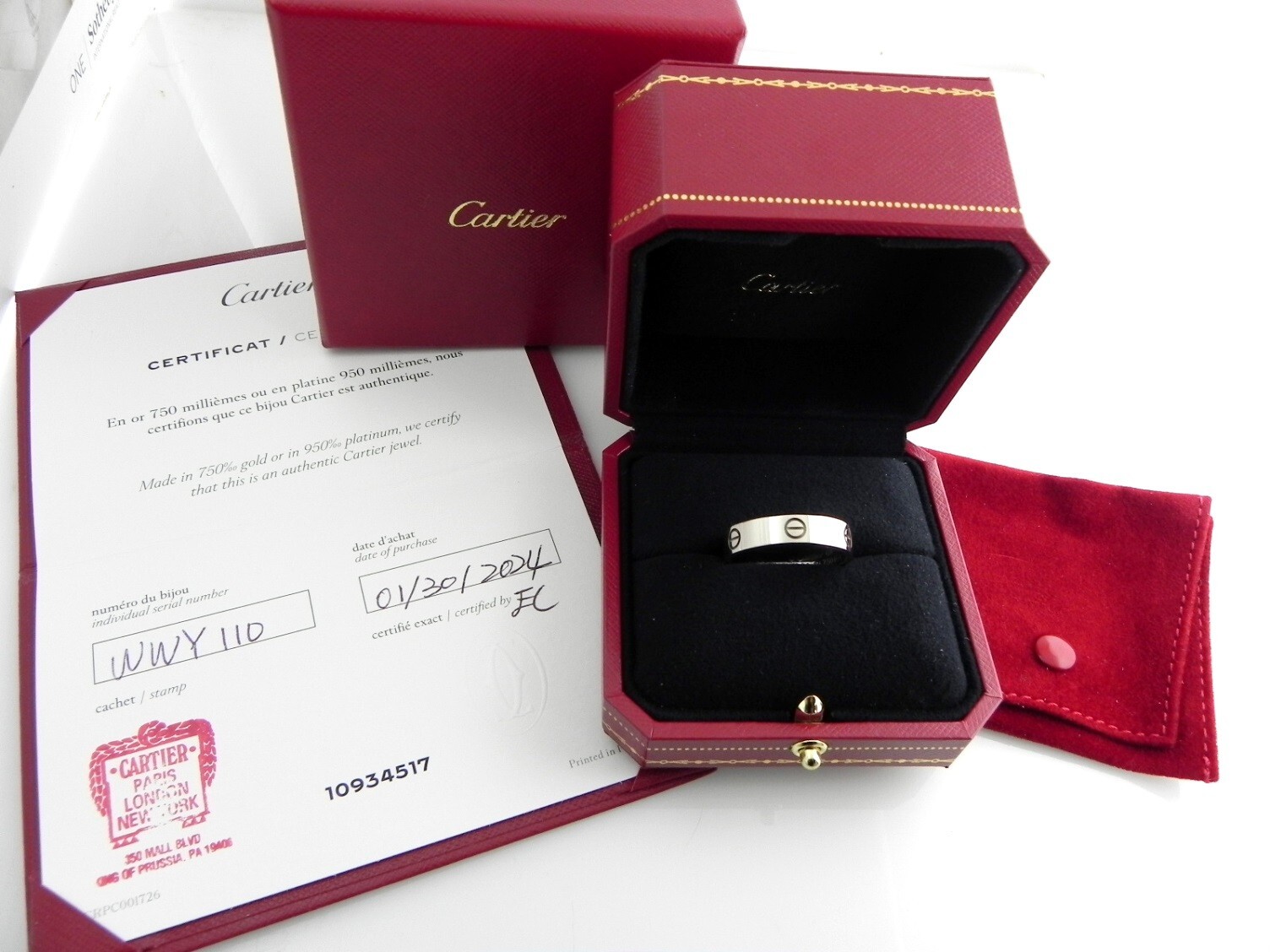 Cartier Love Band Ring 18K White Gold EU 69 US 12.75-image