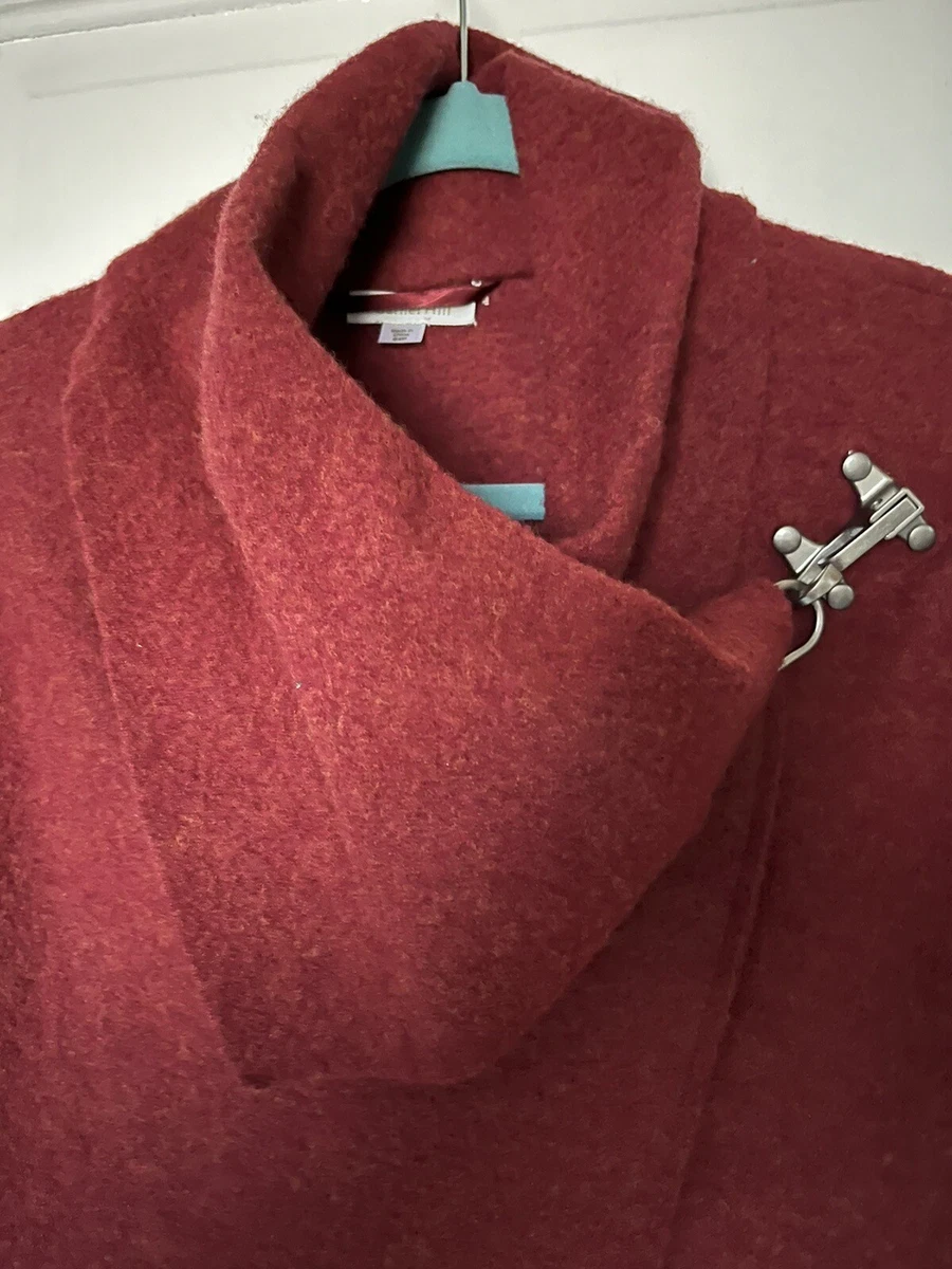 Women s Garnet Hill Asymmetrical Boiled Wool Coat Maroon 4P eBay