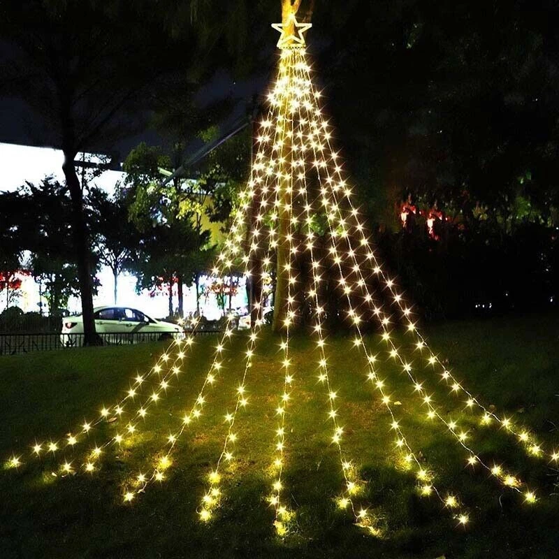 350LED Christmas Tree Waterfall Light Fairy String Outdoor Waterproof Decor Xmas - Image 2 of 4