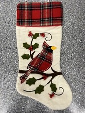 Red Cardinal Plaid PREMIUM Christmas Stocking by December Home - Fast Free Ship 
