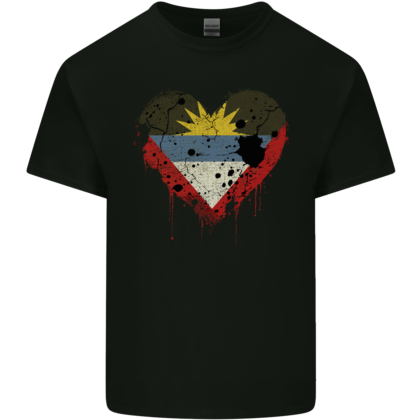 Love Antigua and Barbuda Flag Day Football Mens Cotton T-Shirt Tee Top