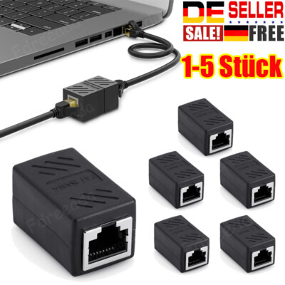 1-5 X RJ45 Verbinder Kupplung Verlängerung Adapter Cat6A Ethernet Netzwerk Kabel