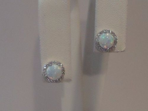 925 STERLING SILVER EARRING & NECKLACE PENDANT SET W/ 4 CTS OPAL & ACCENTS - Picture 6 of 7
