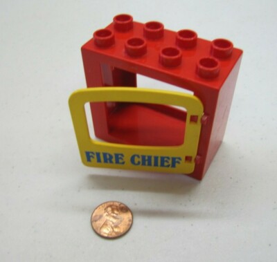Lego Duplo Red Fire Chief Window Pane Door Unit Building Block 2X4 Station