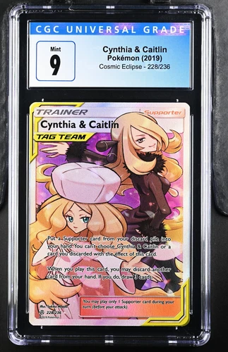 Pokémon - Cynthia & Caitlin #228/236 - Cosmic Eclipse Full Art 2019 CGC 9 MINT