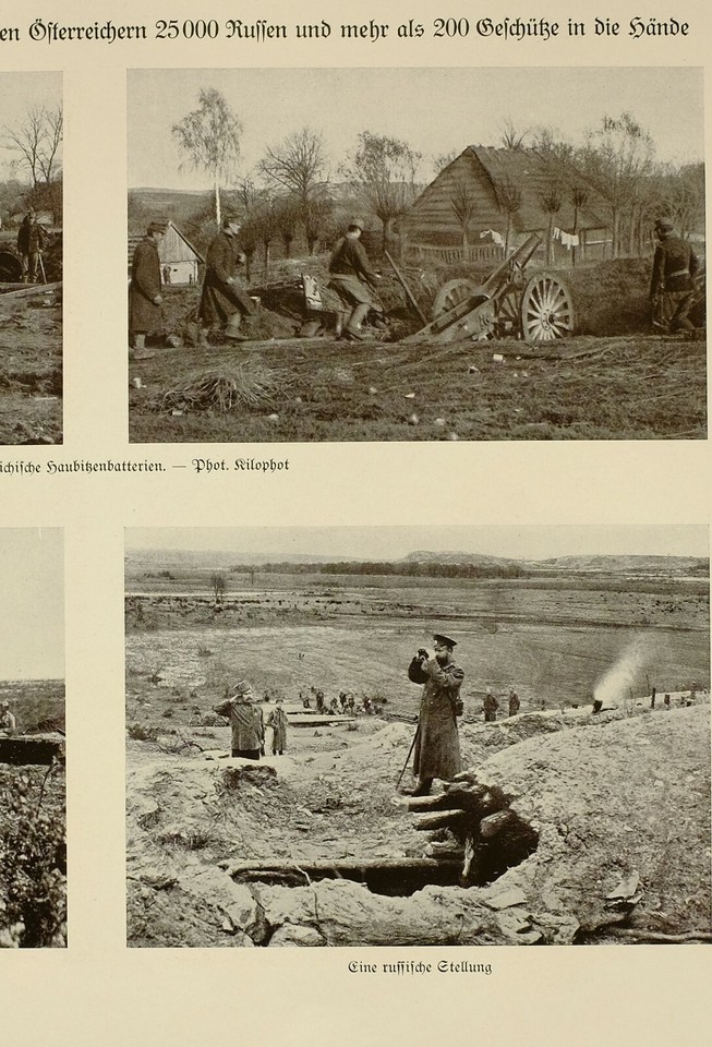 1916 WWI WW1 PRINT HAUBIKEN BATTERIES AUSTRIAN FIELD ARTILLERY RUSSIAN