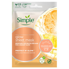 Simple Protect 'N' Glow 48h Glow Sheet Mask Vitamin E Fruit Enzymes Eco-Friendly