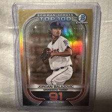 2021 Bowman Bowman Scouts Top 100 Gold Refractor #BTP-91 Jordan Balazovic /50 RC