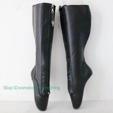 Lockable Zipper Ballet Boots Women Lace Up No Heel Knee High Boot Unisex Hard Sh